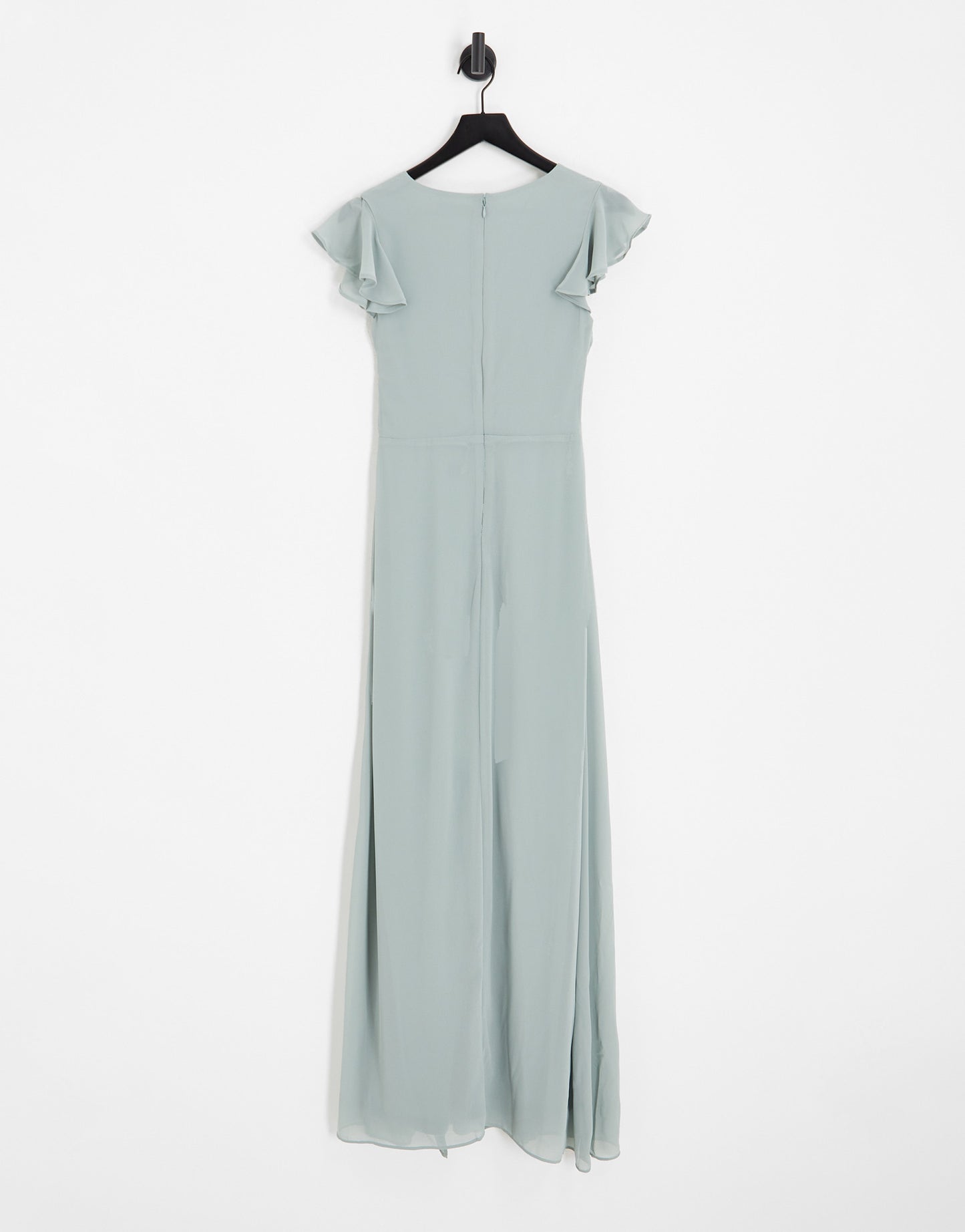 TFNC Bridesmaid flutter sleeve ruffle detail maxi dress in sage