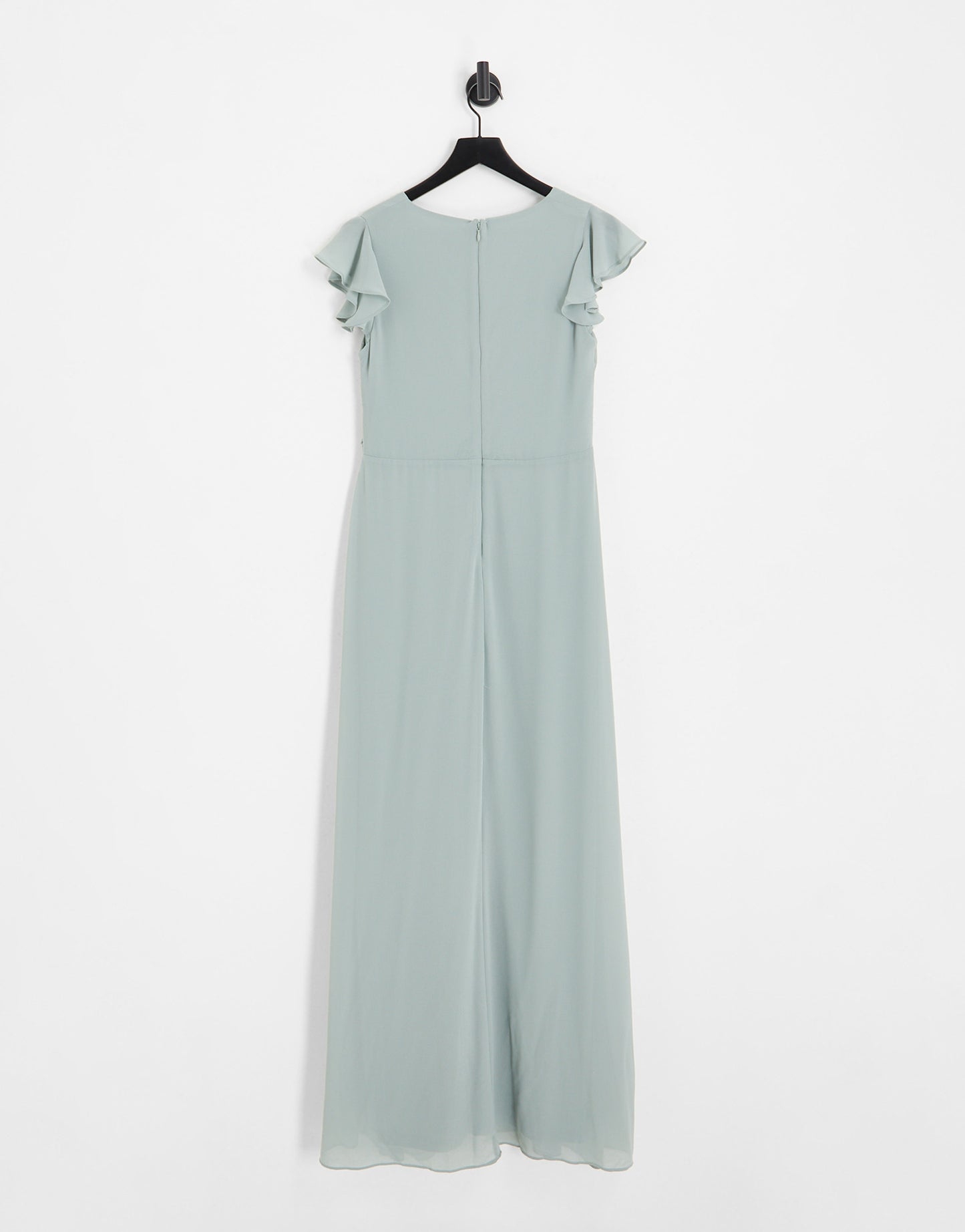 TFNC Maternity Bridesmaid flutter sleeve ruffle detail maxi dress in sage