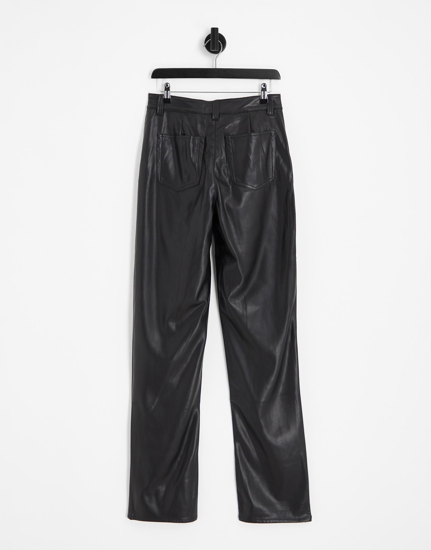 ASOS DESIGN faux leather straight leg trousers in brown