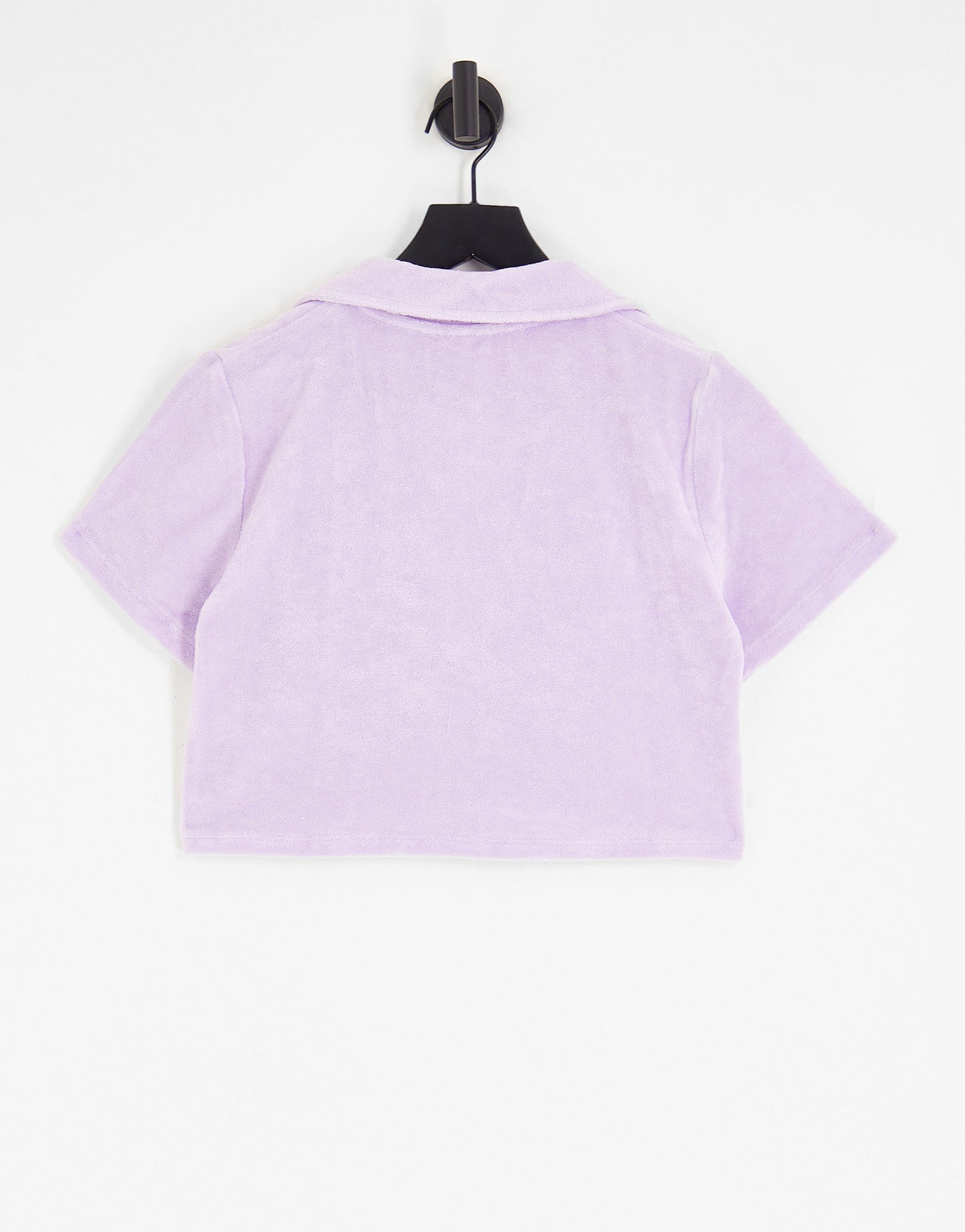 Noisy May towelling cropped beach shirt co-ord in lilac