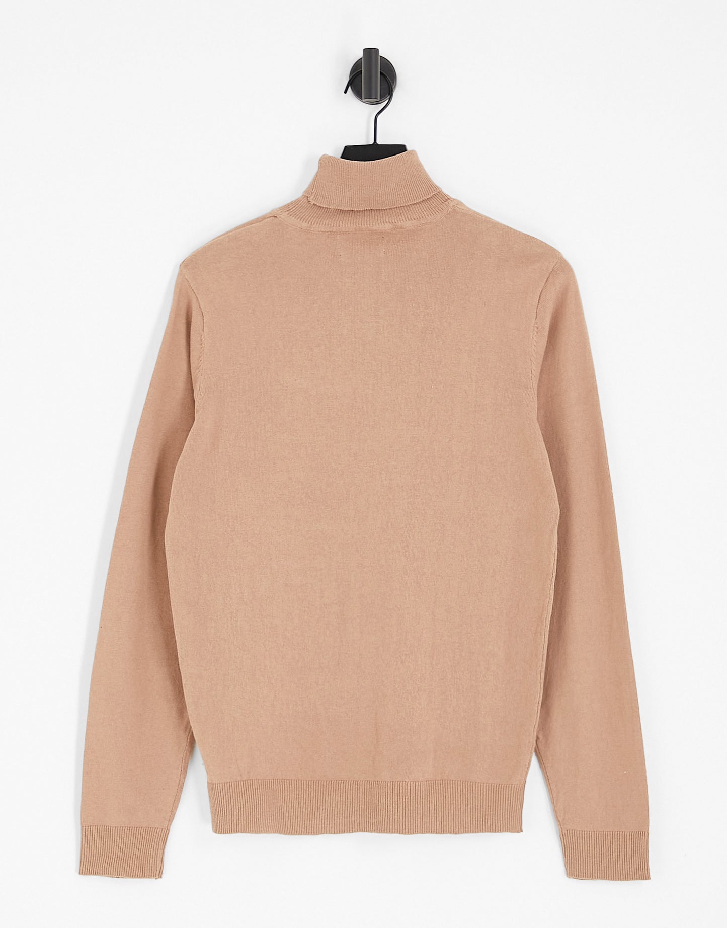 Threadbare cotton roll neck jumper in beige