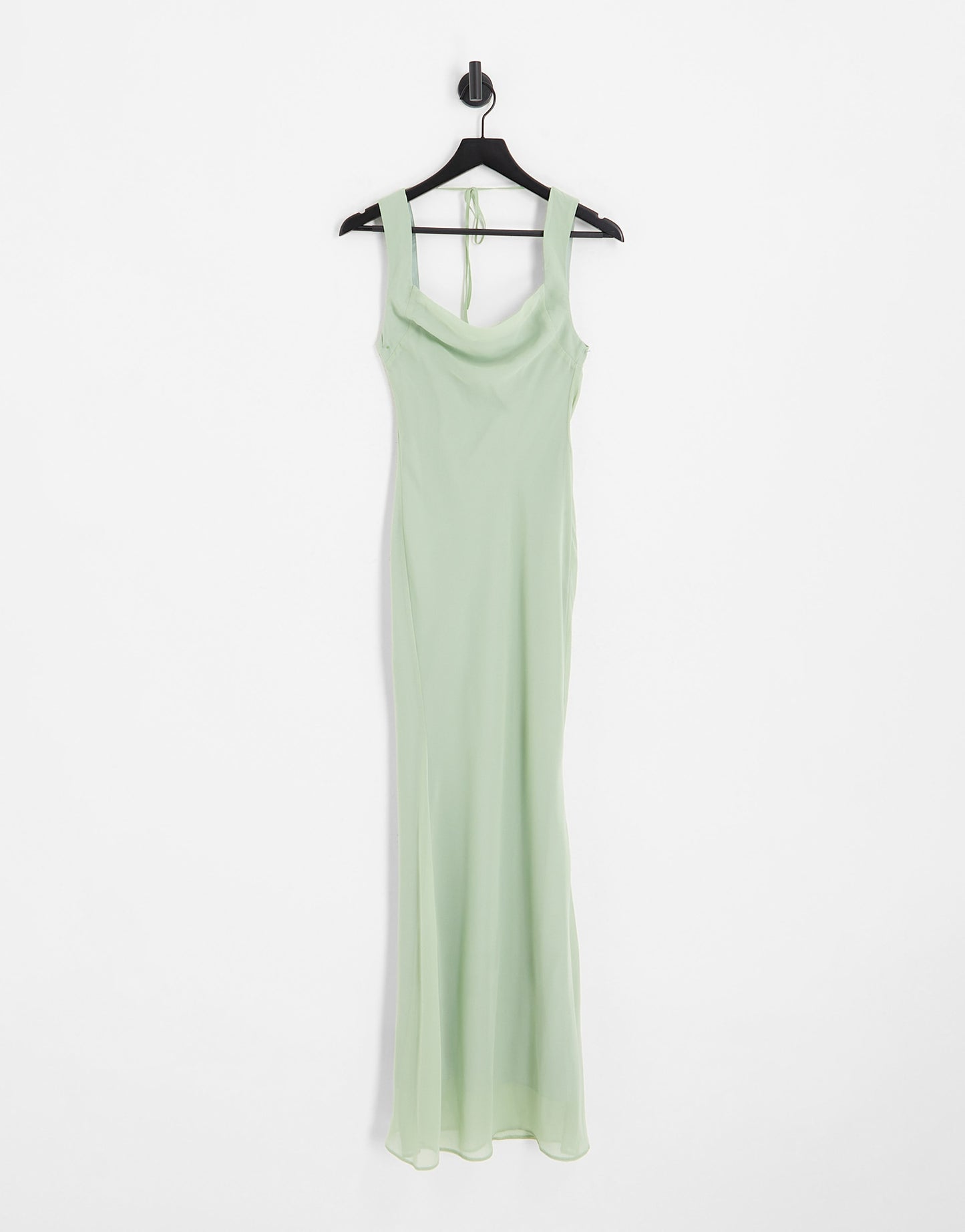 ASOS DESIGN Bridesmaid bias cut maxi dress with lace up back detail in sage