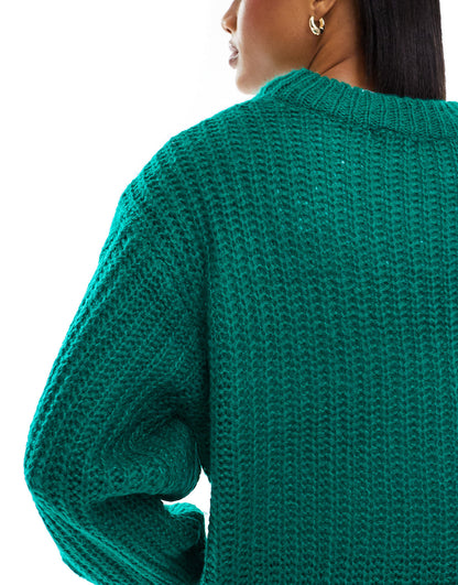 Brave Soul Tall Tokyo oversized cable knit jumper in green