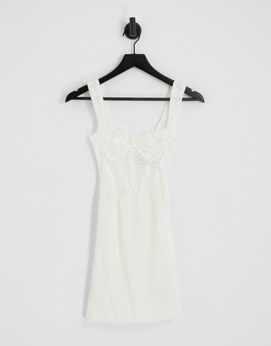 ASOS DESIGN corset lace mini dress in ivory