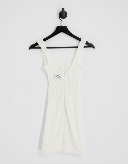 ASOS DESIGN corset lace mini dress in ivory