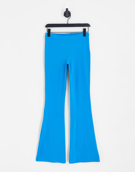 Noisy May tie detail flares co-ord in bright blue