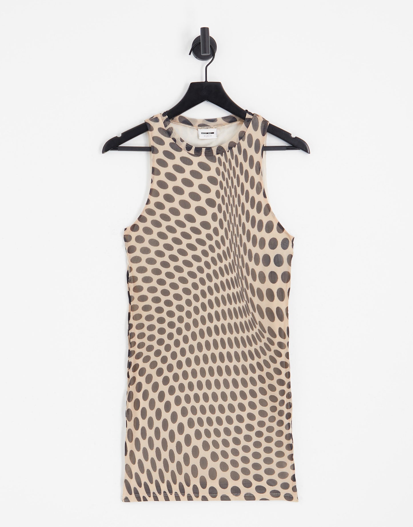 Noisy May cut out high neck mini dress in brown wavy spot print