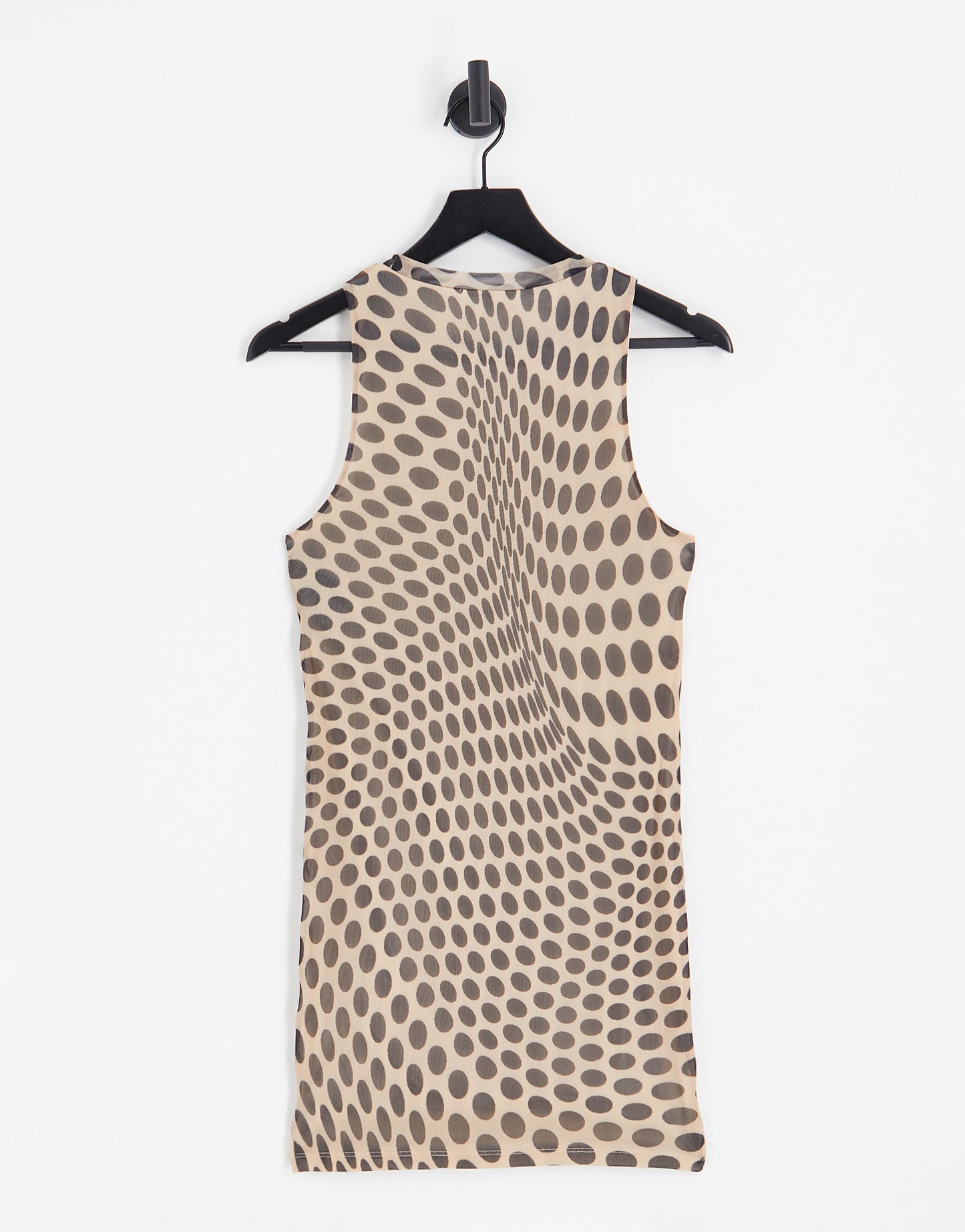 Noisy May cut out high neck mini dress in brown wavy spot print