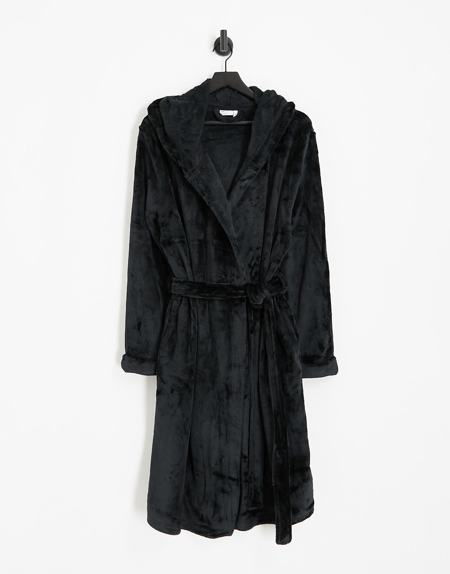 ASOS DESIGN Curve exclusive super soft fleece midi robe in black