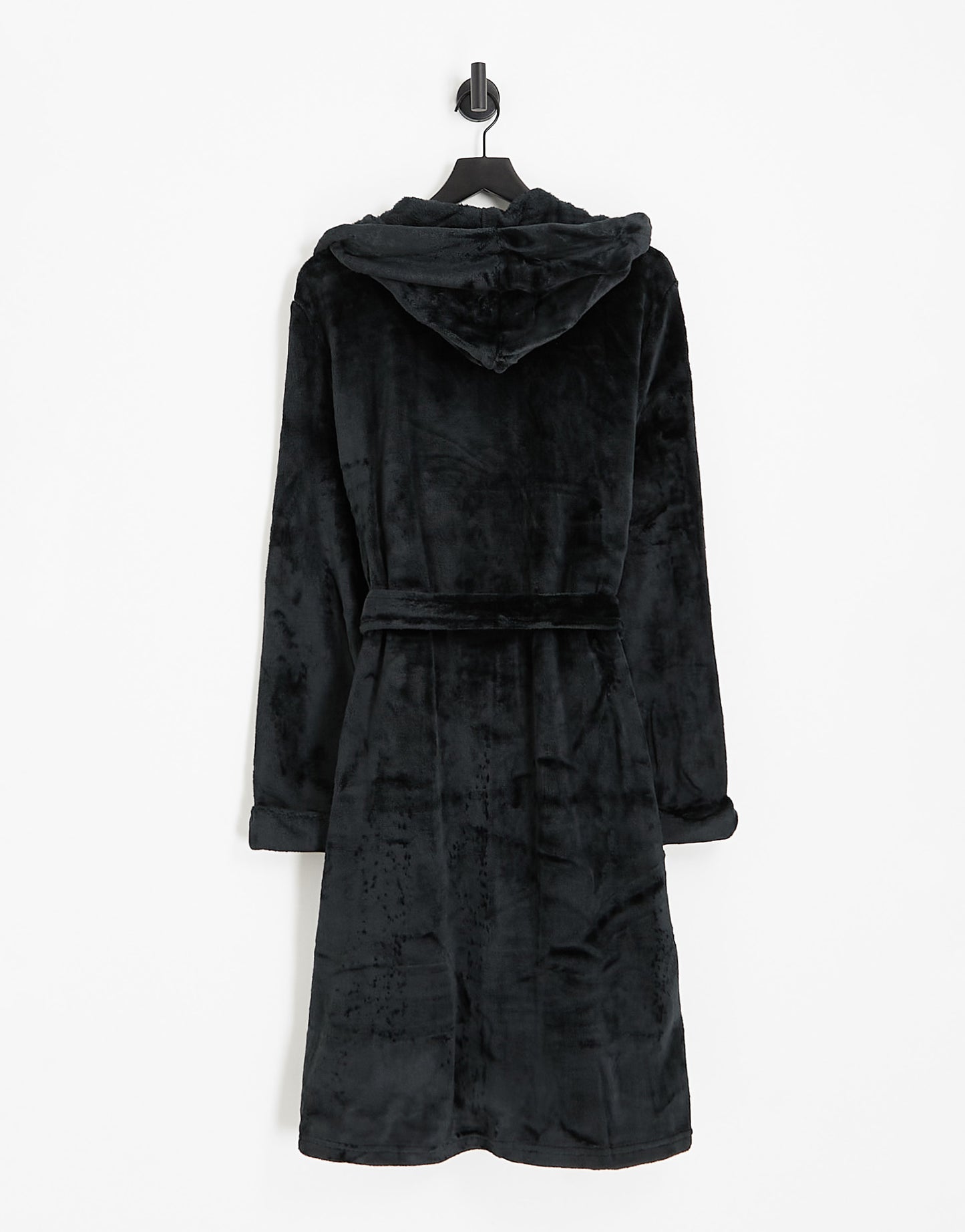 ASOS DESIGN Curve exclusive super soft fleece midi robe in black