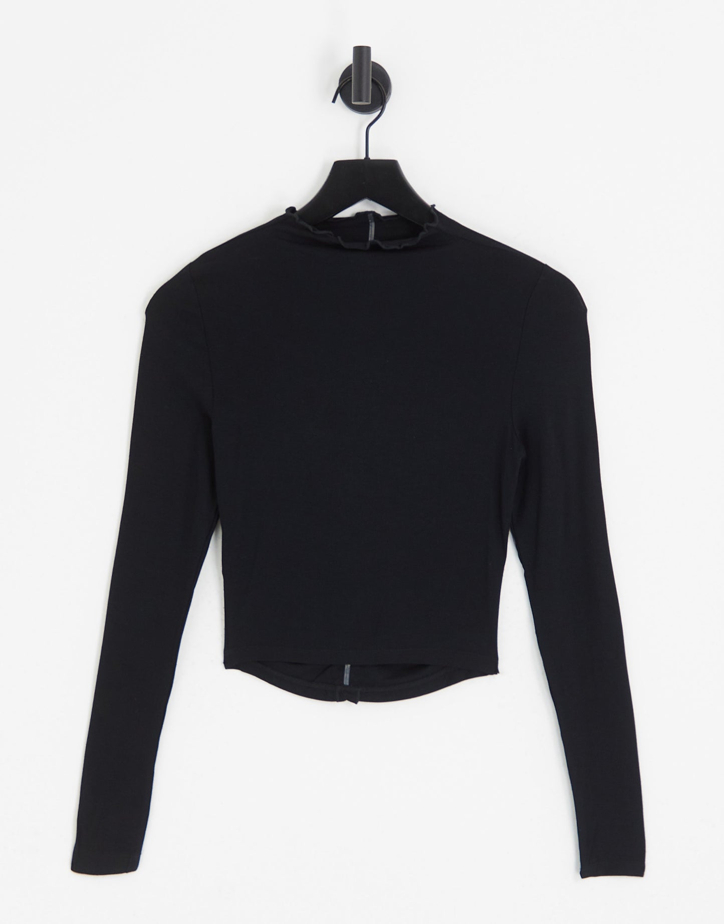 Miss Selfridge ruched funnel  crop top in black