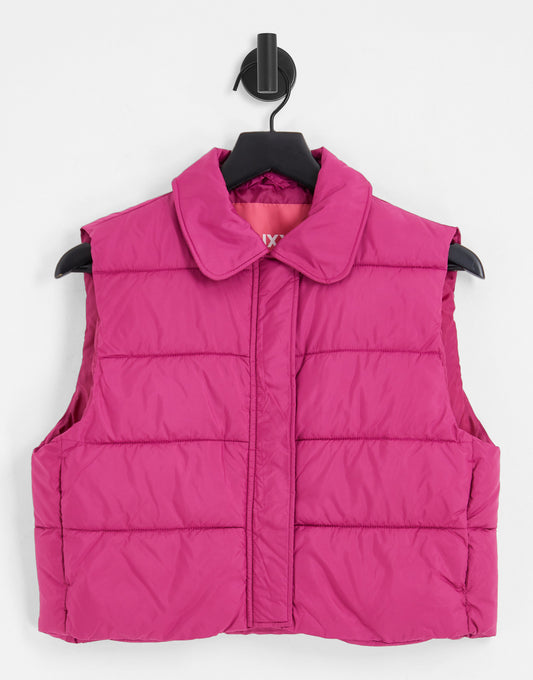 JJXX cropped padded gilet in bright pink