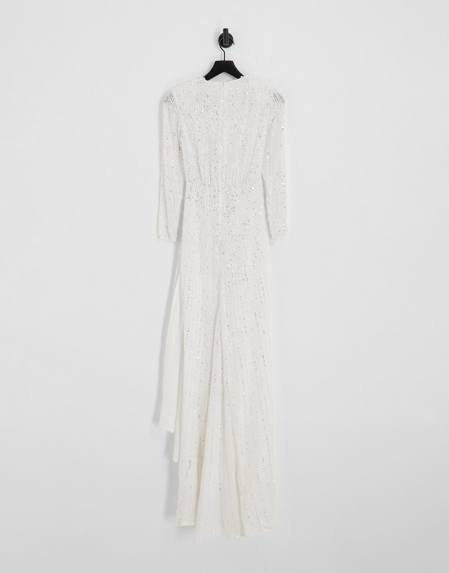 ASOS DESIGN Alexa sequin long sleeve wrap wedding dress in