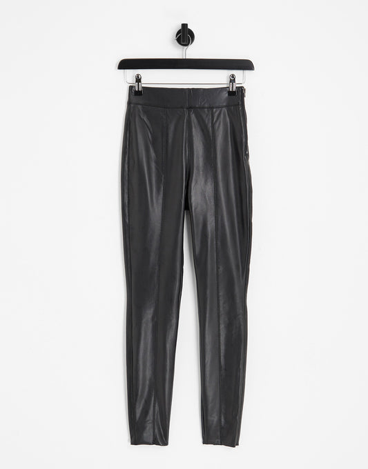 Topshop faux leather skinny trouser in black