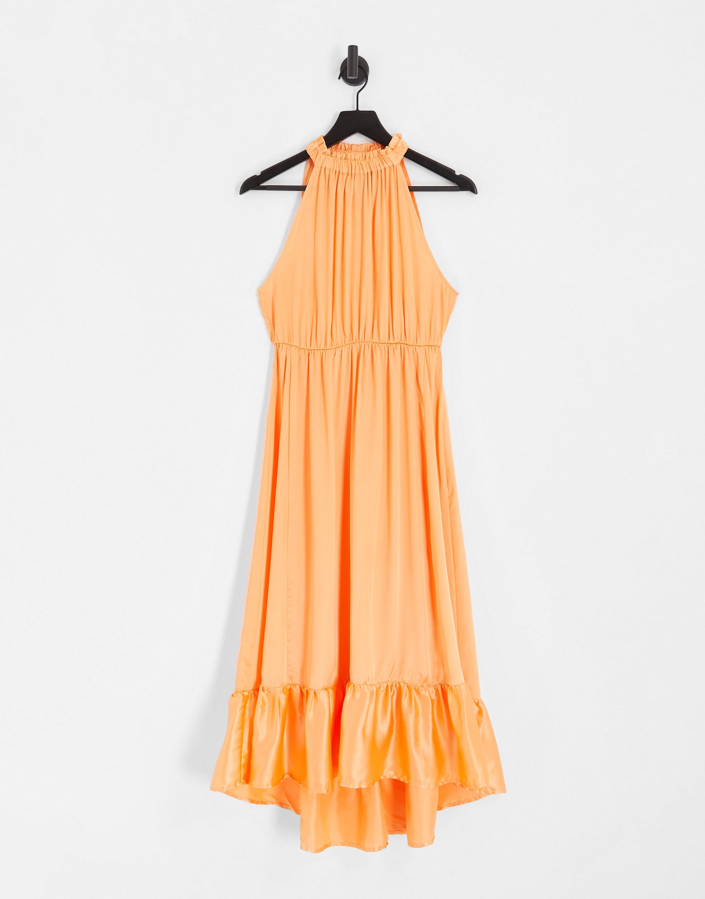 JDY satin halter neck maxi dress in orange