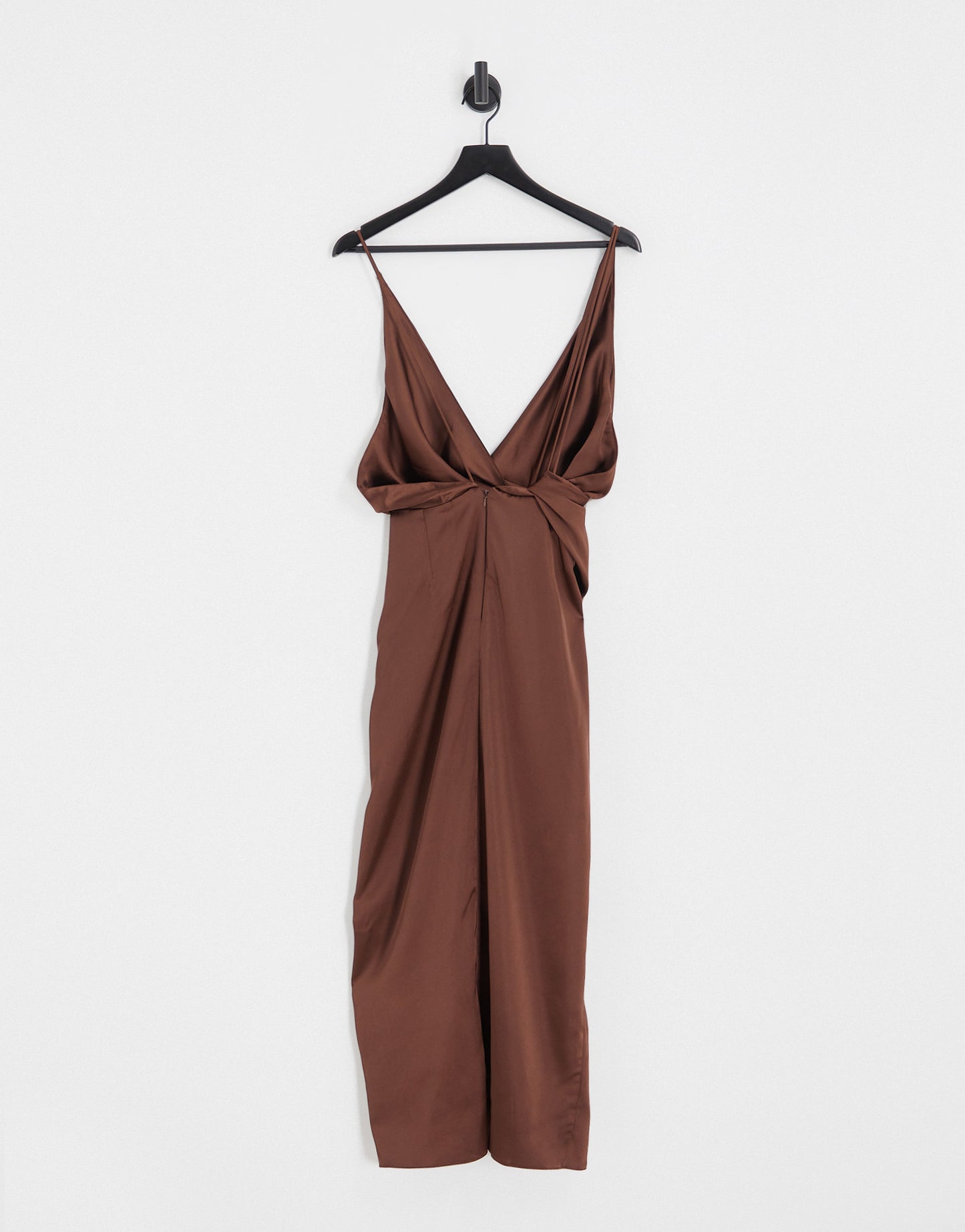 ASOS DESIGN one shoulder satin midi dress with drape bodice detail