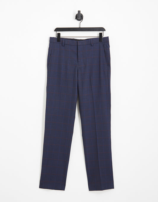 Ben Sherman suit trousers in navy and burgundy check