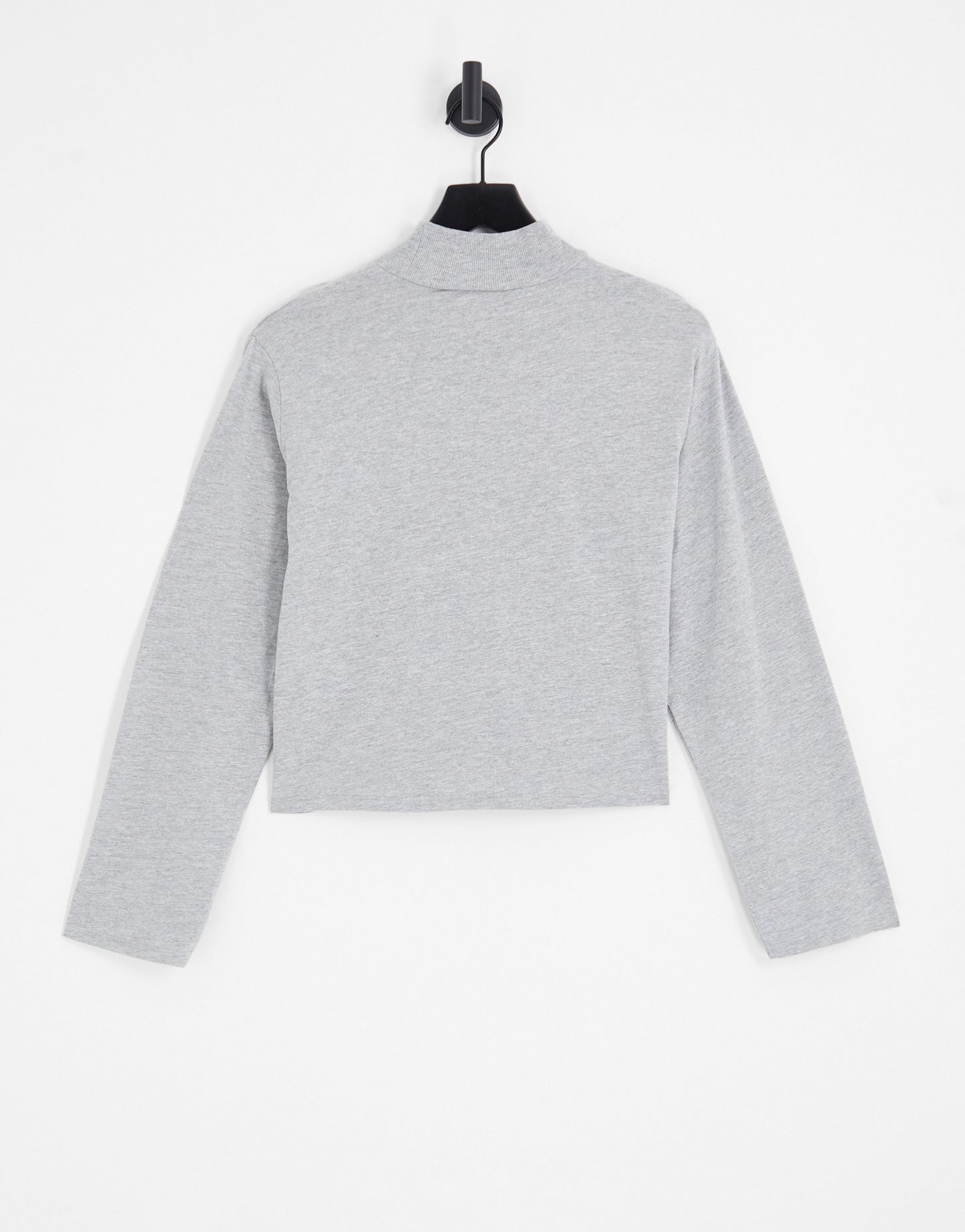 ASOS DESIGN boxy high neck long sleeve t-shirt in grey marl