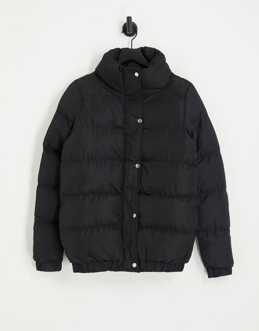 Brave Soul Tall slay puffer jacket in black