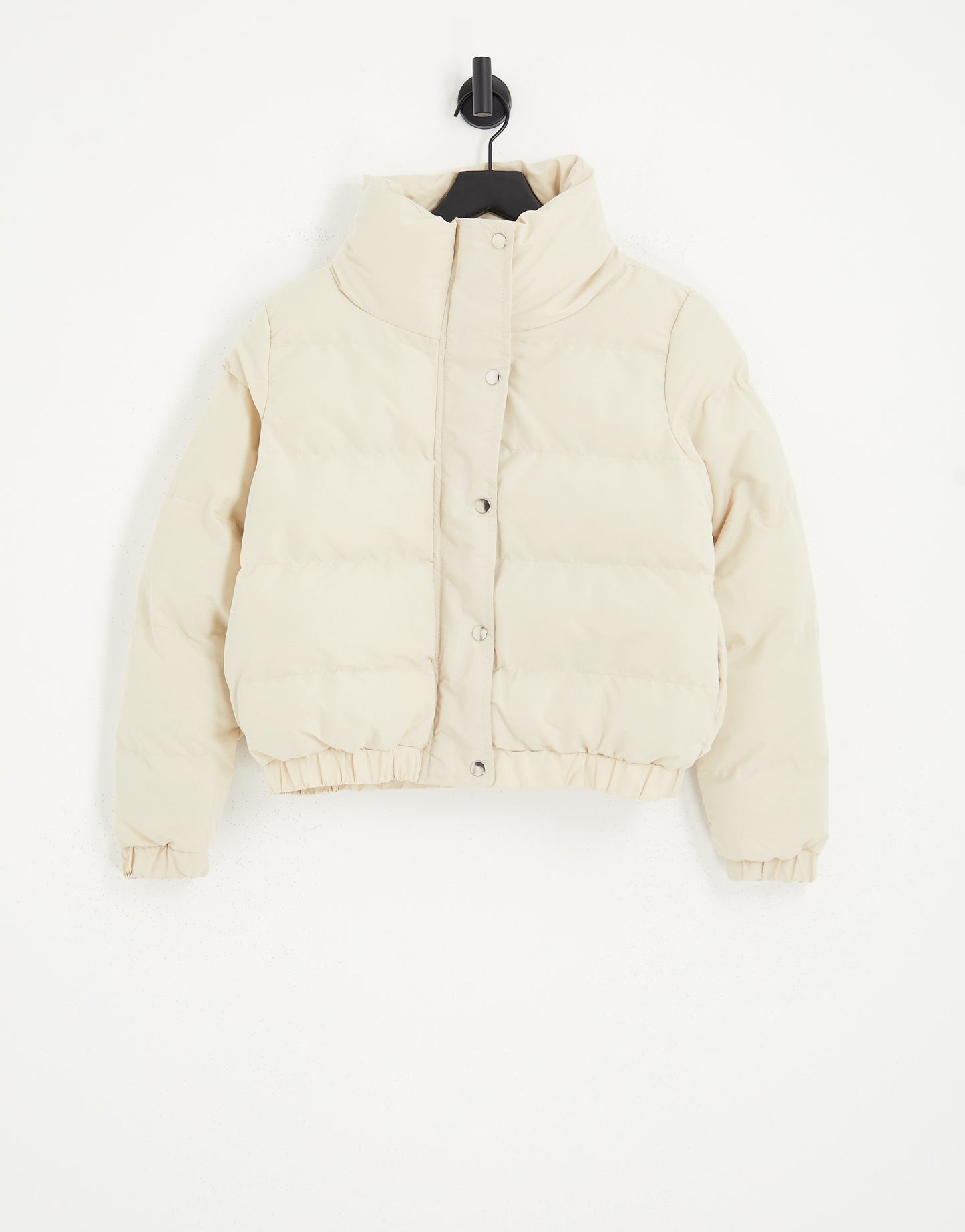 Brave Soul Petite slay peach skin puffer jacket in cream