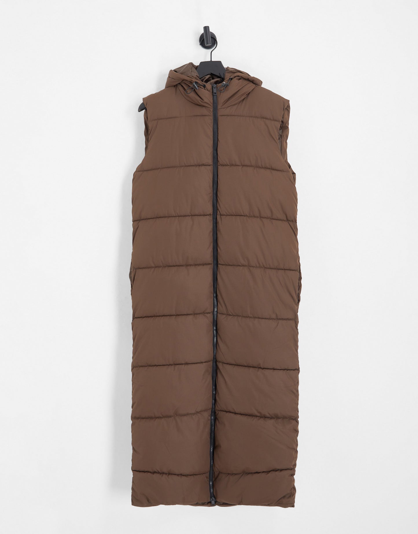 Brave Soul Tall denmark maxi padded gilet in chocolate brown