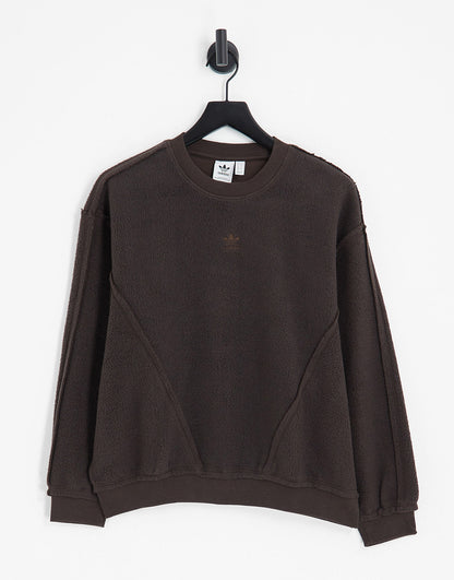 adidas Originals Luxe Lounge oversized fleece sweat in dark brown