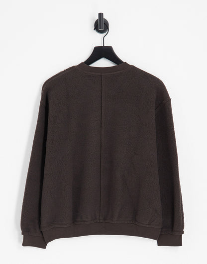 adidas Originals Luxe Lounge oversized fleece sweat in dark brown