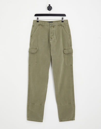 ASOS DESIGN skater cargo trousers in canvas with acid wash khaki