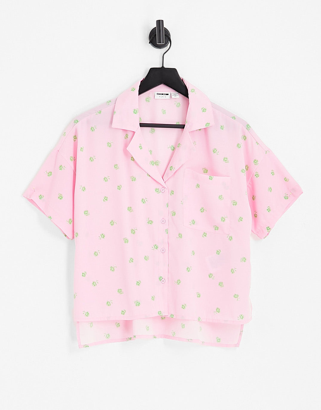 Noisy May boxy shirt co-ord in pink ditsy print