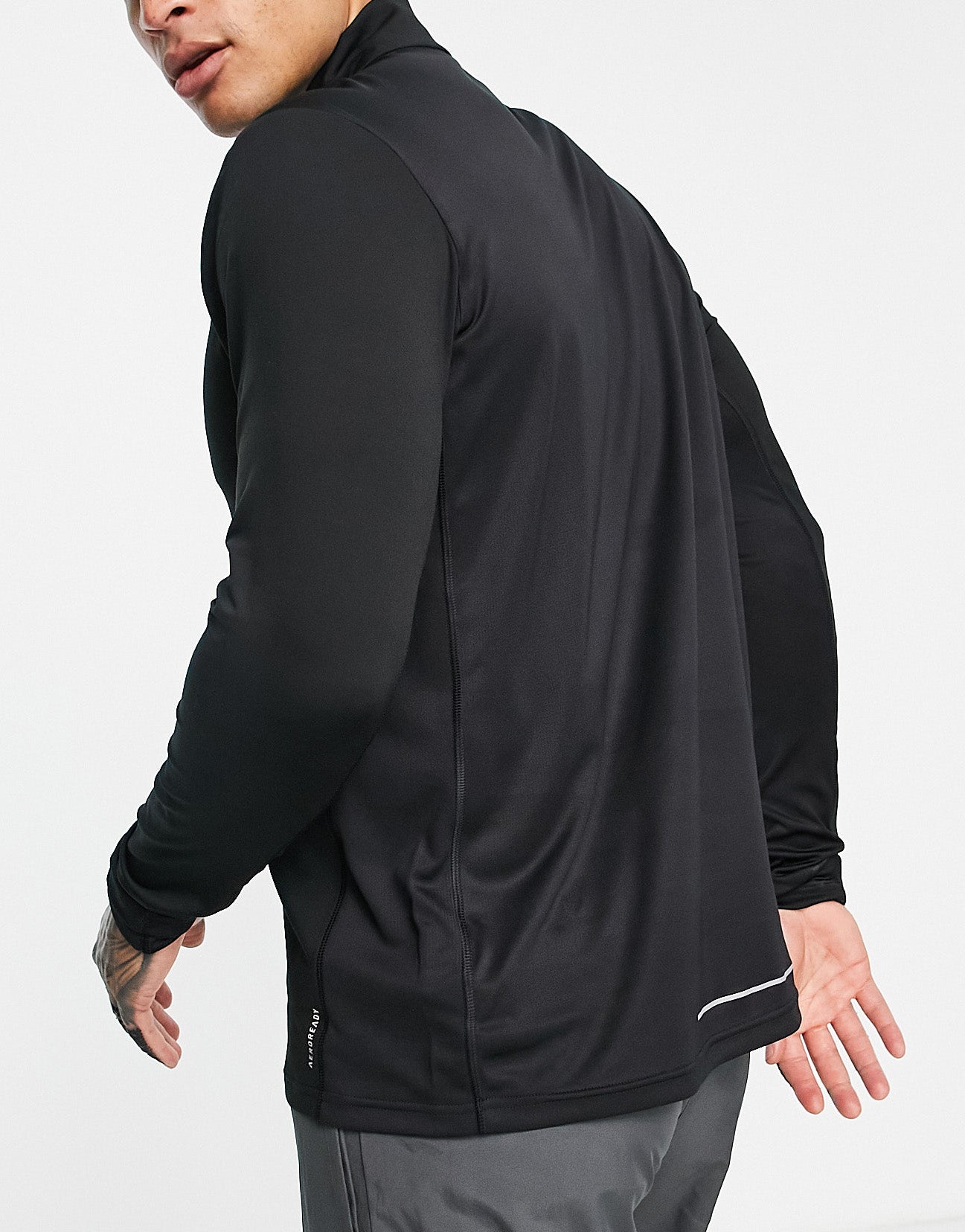 adidas Running Own The Run long sleeve 1/2 zip sweatshirt in black