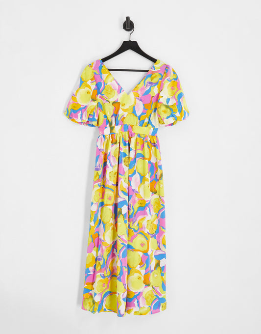 Y.A.S puff sleeve maxi dress in bright floral