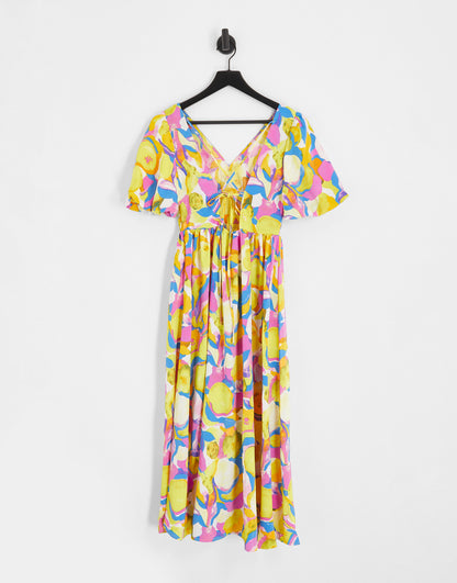 Y.A.S puff sleeve maxi dress in bright floral