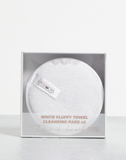 Easilocks Classic Fluffy Towel Cleansing Pad in White - 2 pack