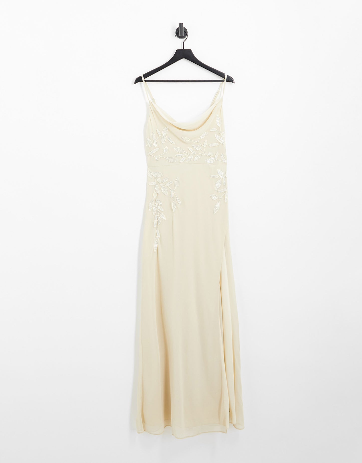 Hope & Ivy Bridal cowl neck embroidered maxi dress in ivory