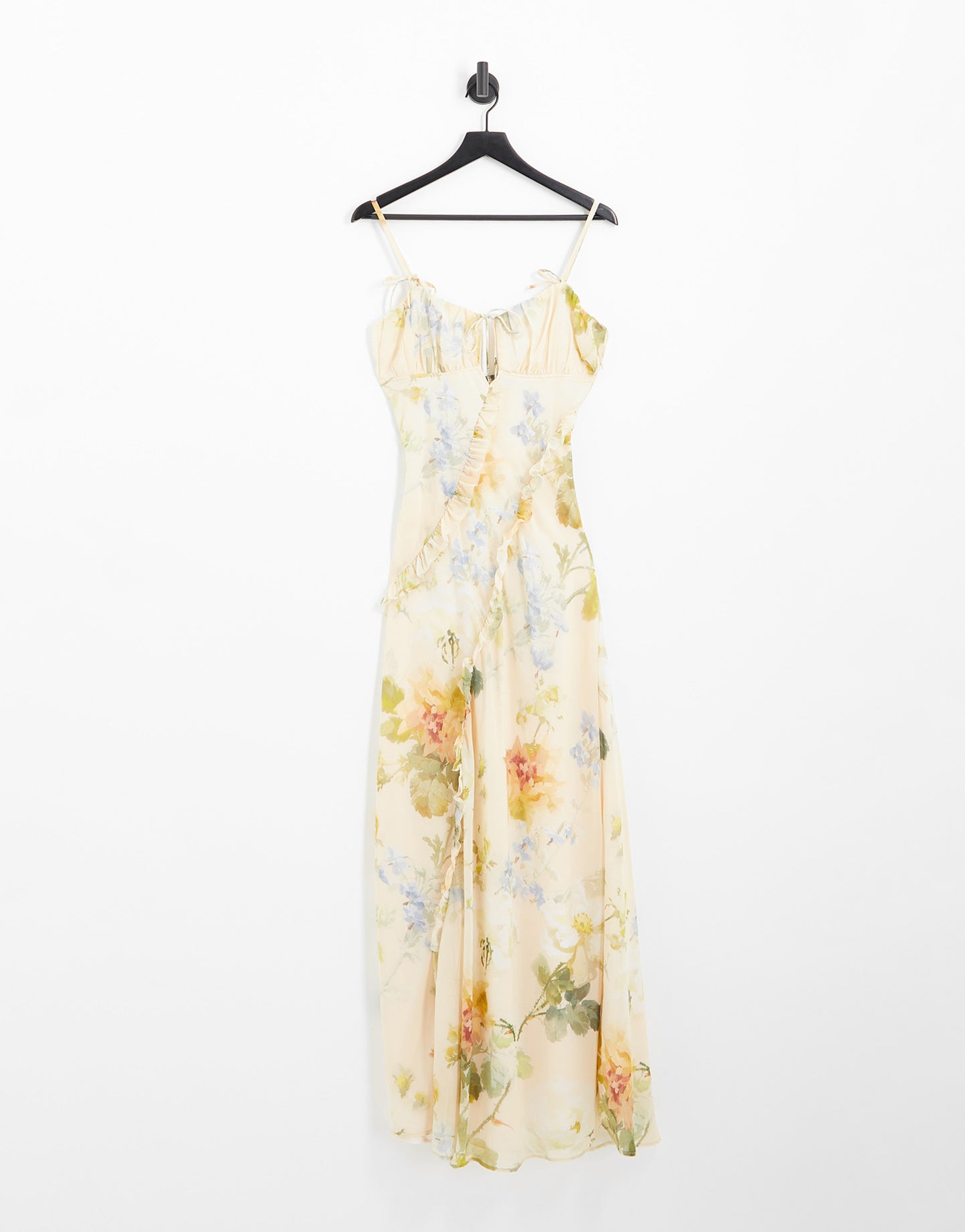 Hope & Ivy ruched bust maxi dress in cream floral