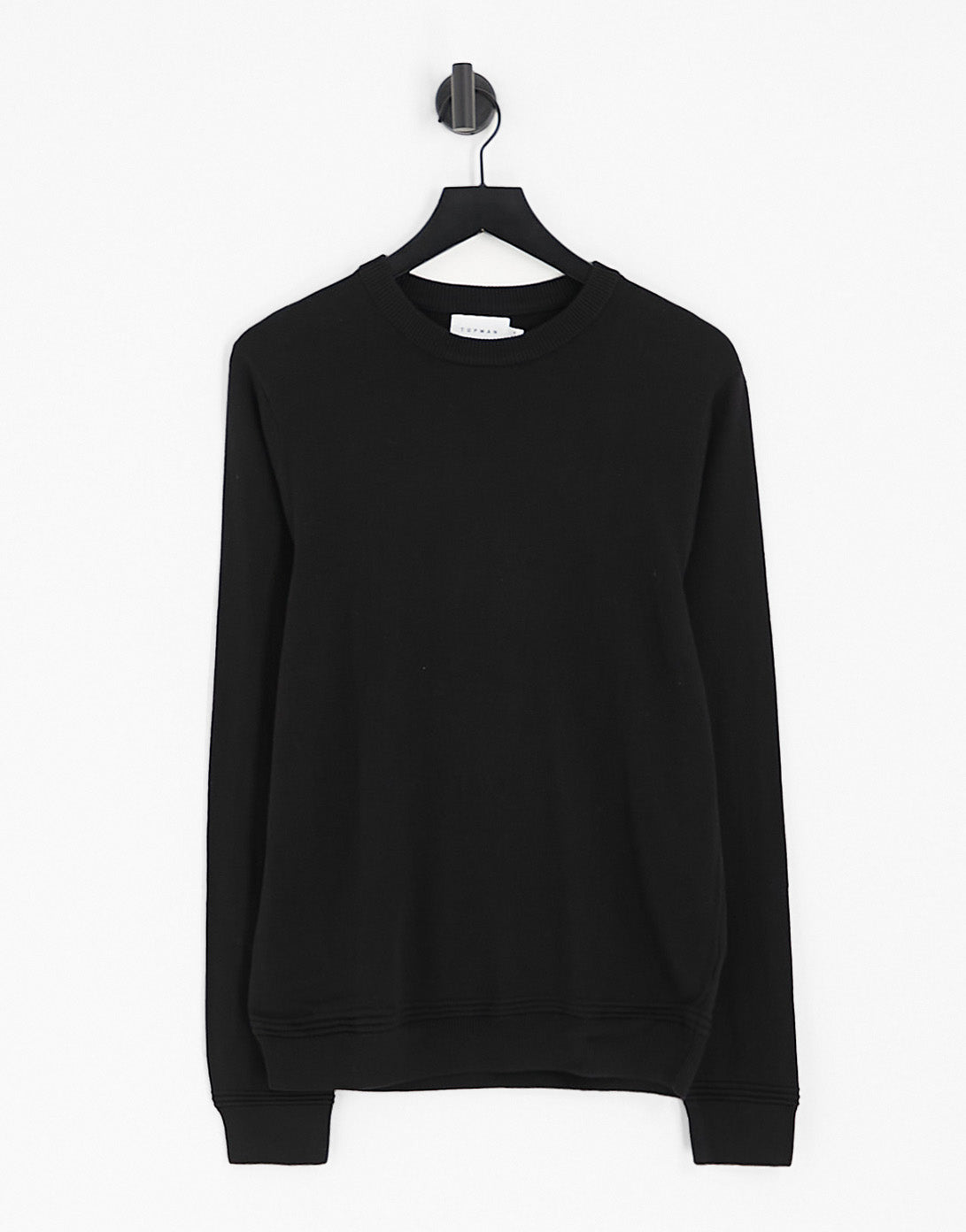 Topman essential knitted crew neck jumper in black