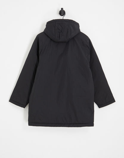 Topshop mid length hooded parker jacket in black