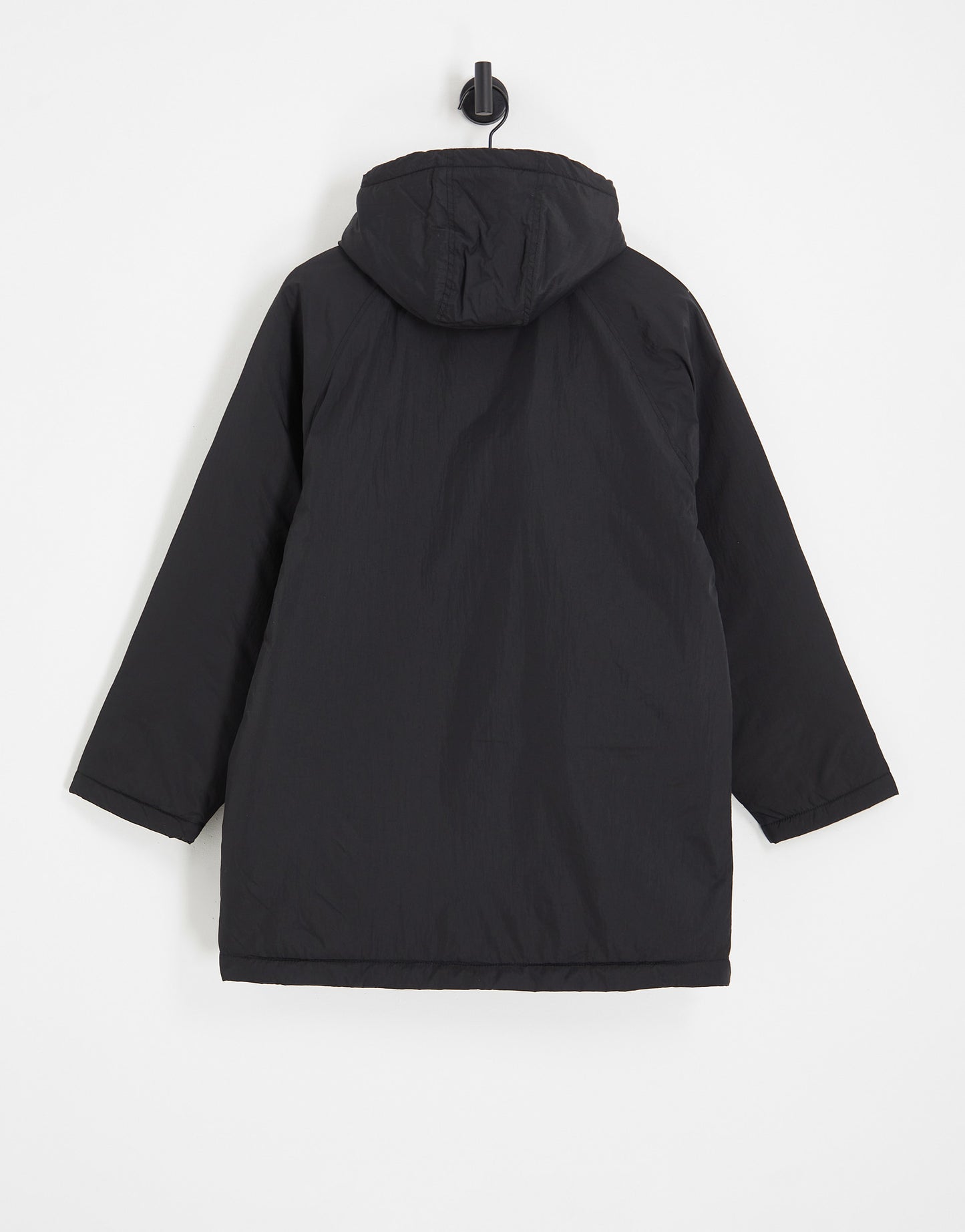 Topshop mid length hooded parker jacket in black