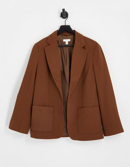 Topshop ponte jersey blazer in chocolate