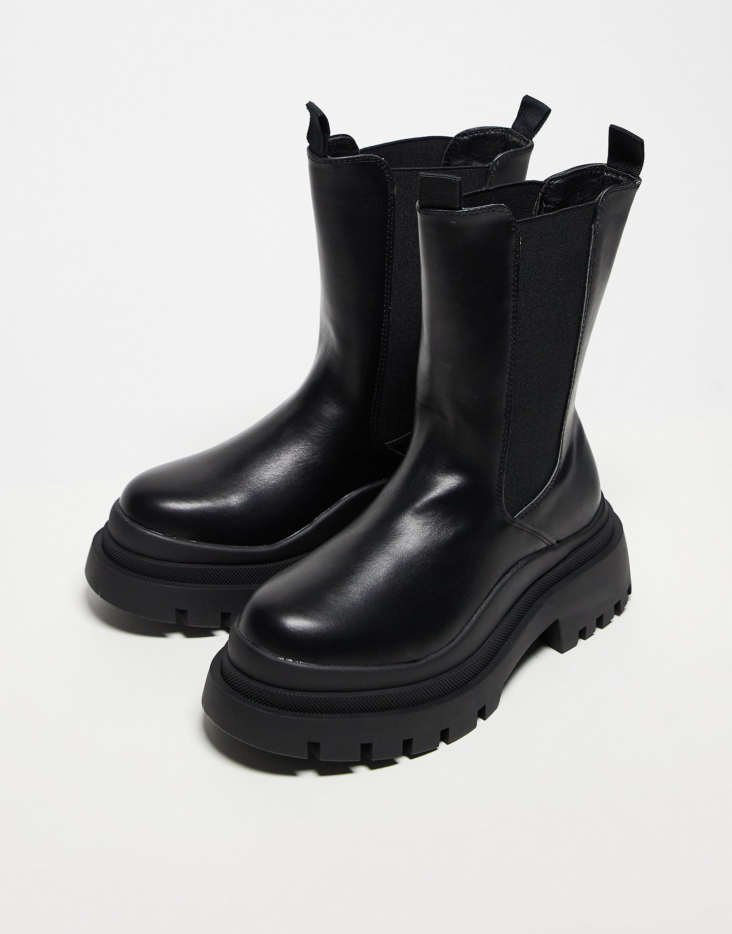 Truffle Collection Wide Fit chunky chelsea boots in black