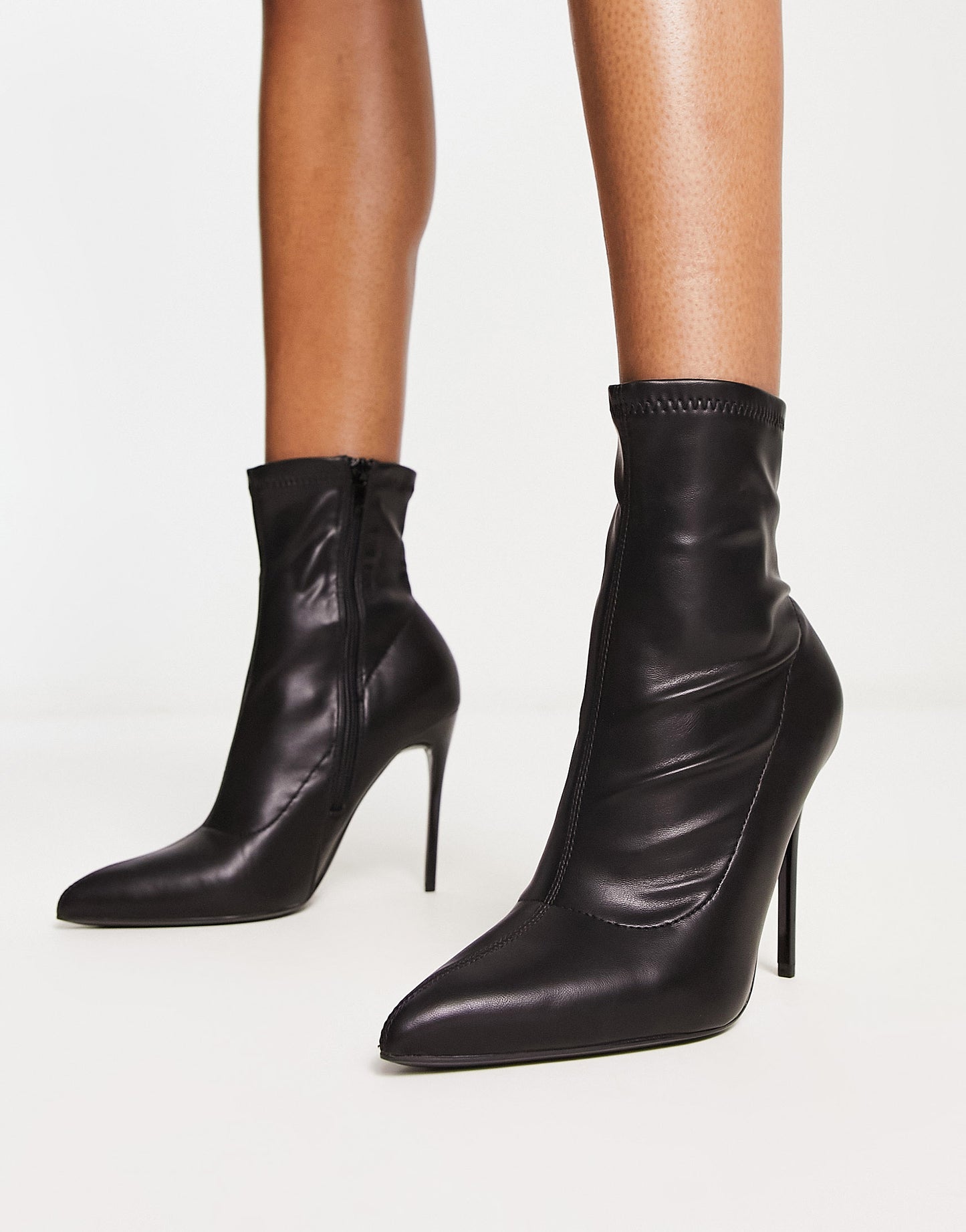 Truffle Collection Wide Fit stiletto heeled sock boots in black