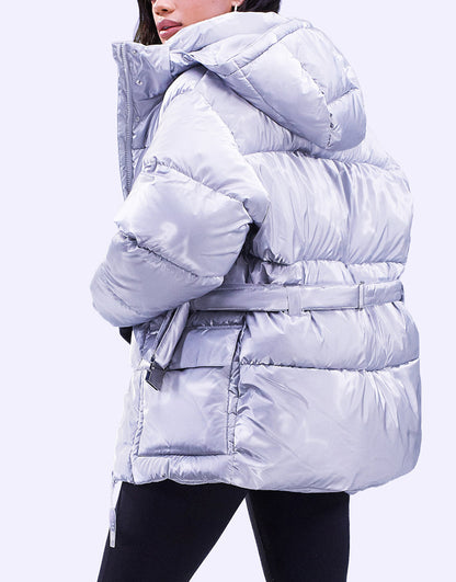 ASOS 4505 ski jacket in silver with bum bag