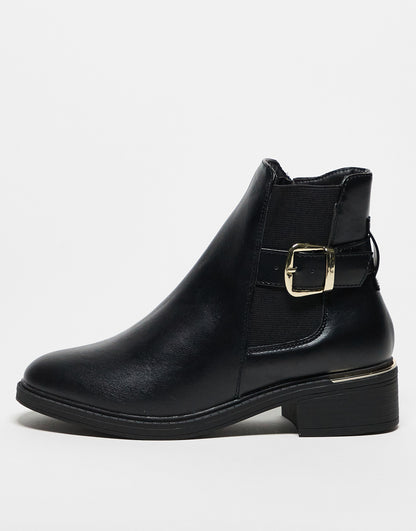 Truffle Collection buckle chelsea boots in black