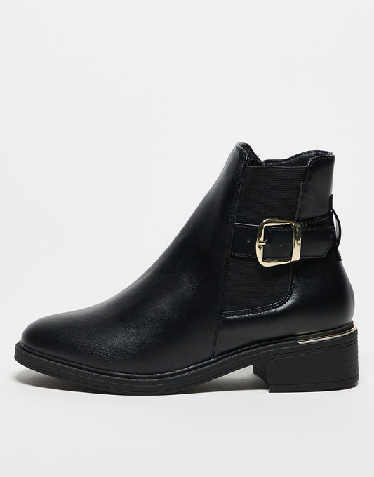 Truffle Collection buckle chelsea boots in black