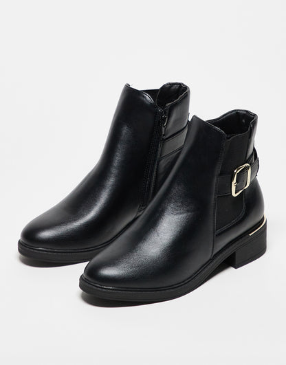 Truffle Collection buckle chelsea boots in black