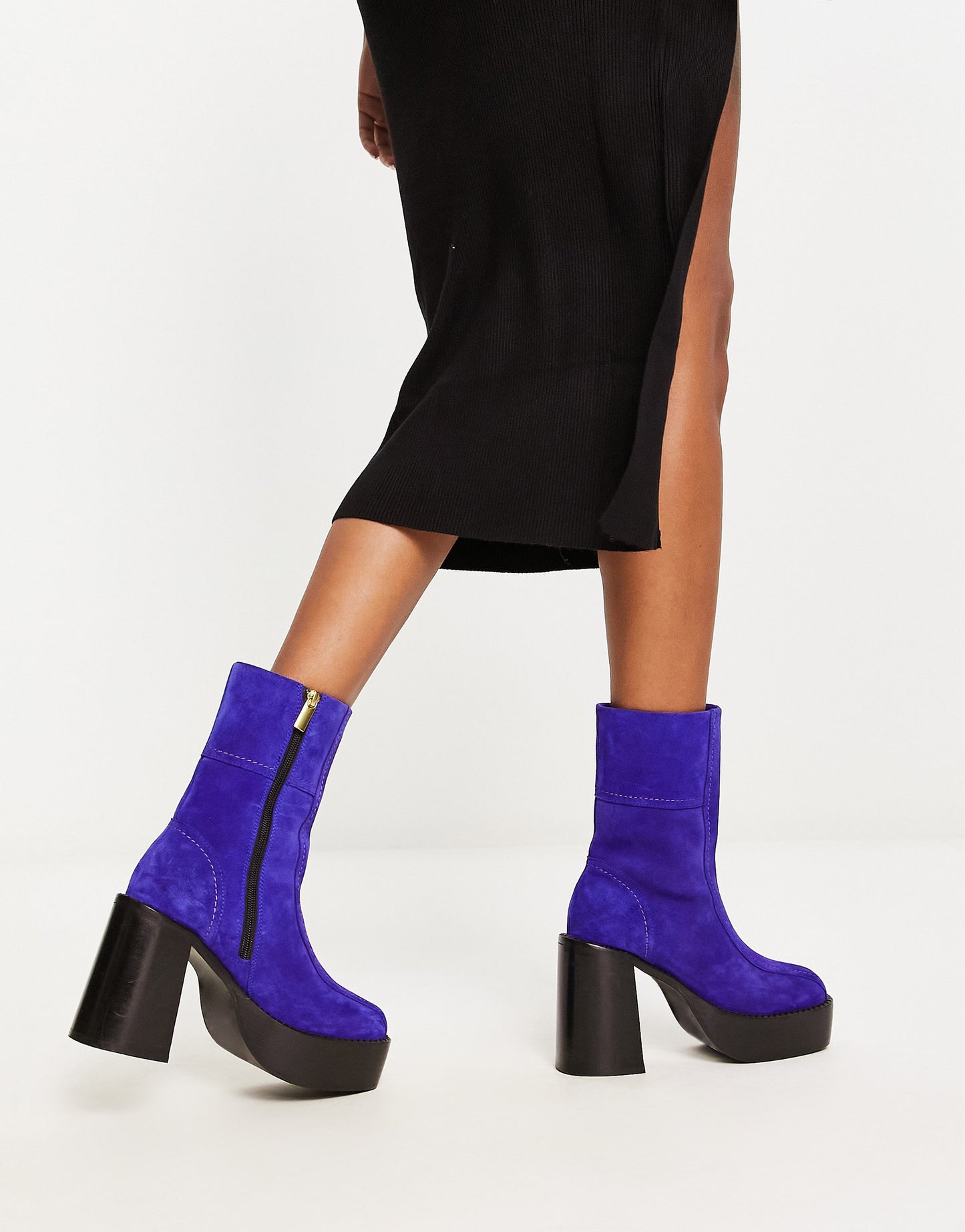 ASOS DESIGN Romeo suede platform boots in blue