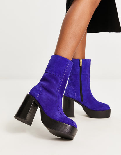 ASOS DESIGN Romeo suede platform boots in blue