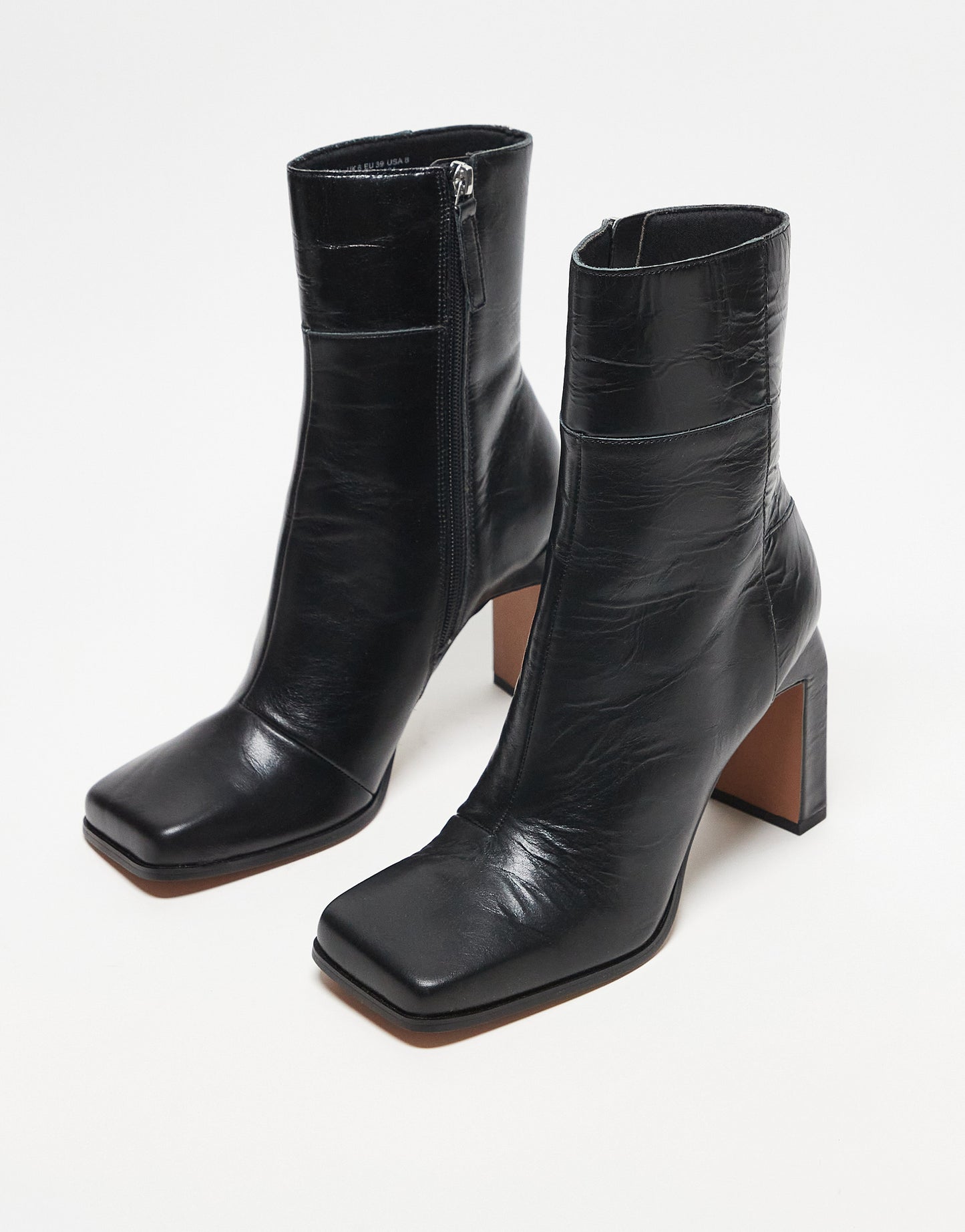 ASOS DESIGN Wide Fit Restore leather mid-heel boots in black