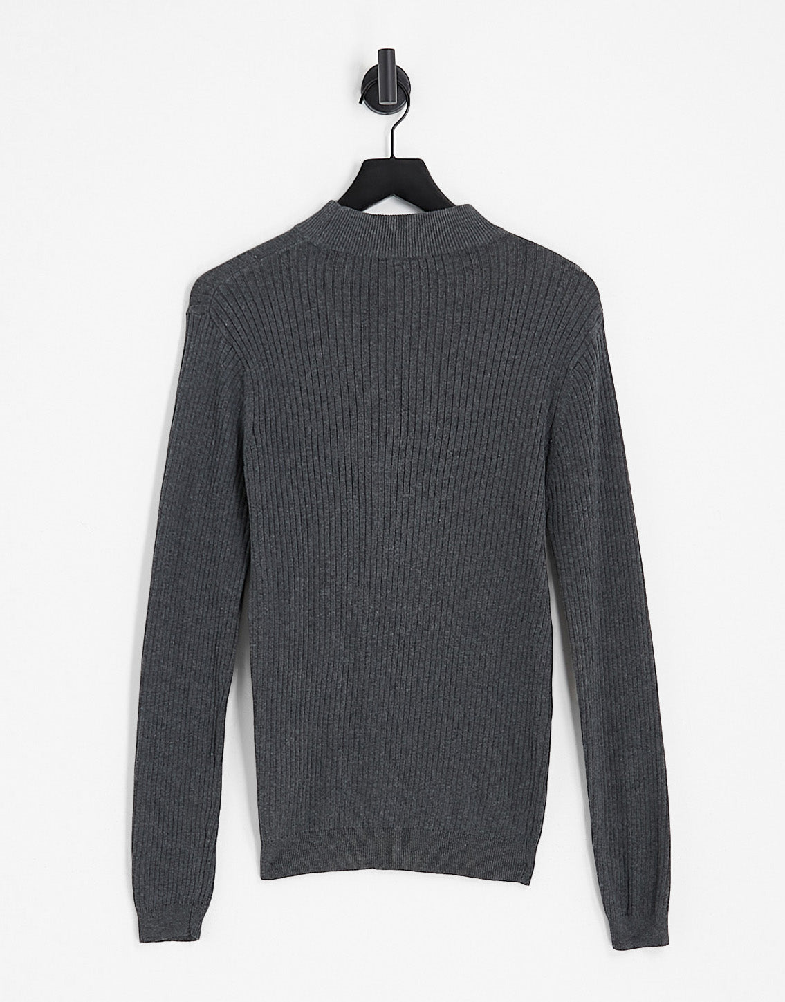 Brave Soul cotton ribbed turtle neck jumper in charcoal