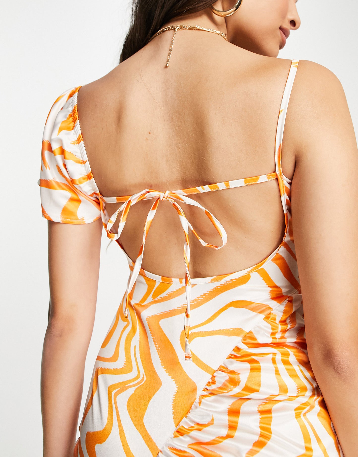 ASYOU satin mini dress in orange zebra print